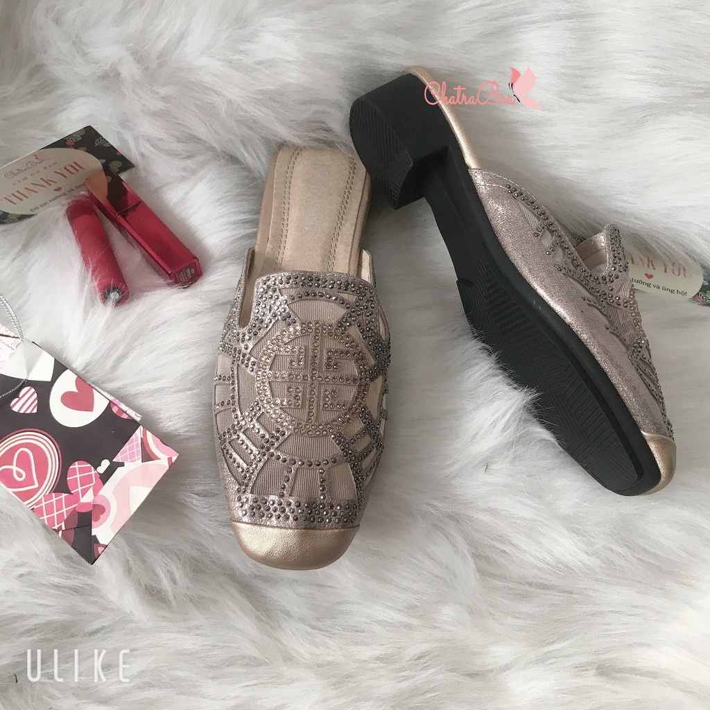 Dép sục soàn đan lỗ kim tuyến sang trọng