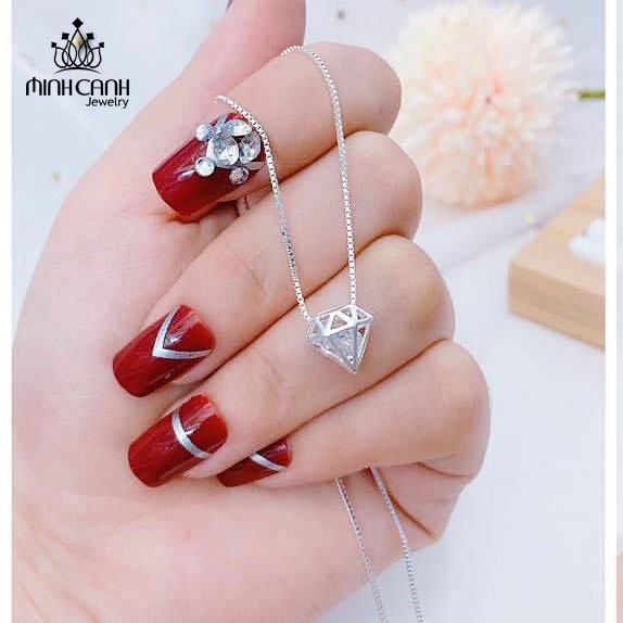 Dây Chuyền Bạc Ta Mặt Hình Kim Cương Mini - Minh Canh Jewelry