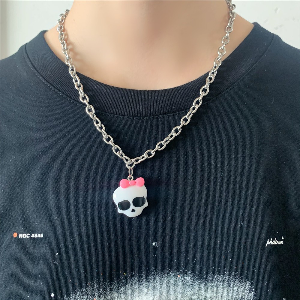 Vòng Cổ choker Ngắn Mặt Hình Đầu Lâu Dễ Thương Phong Cách Harajuku Đường Phố Đơn Giản