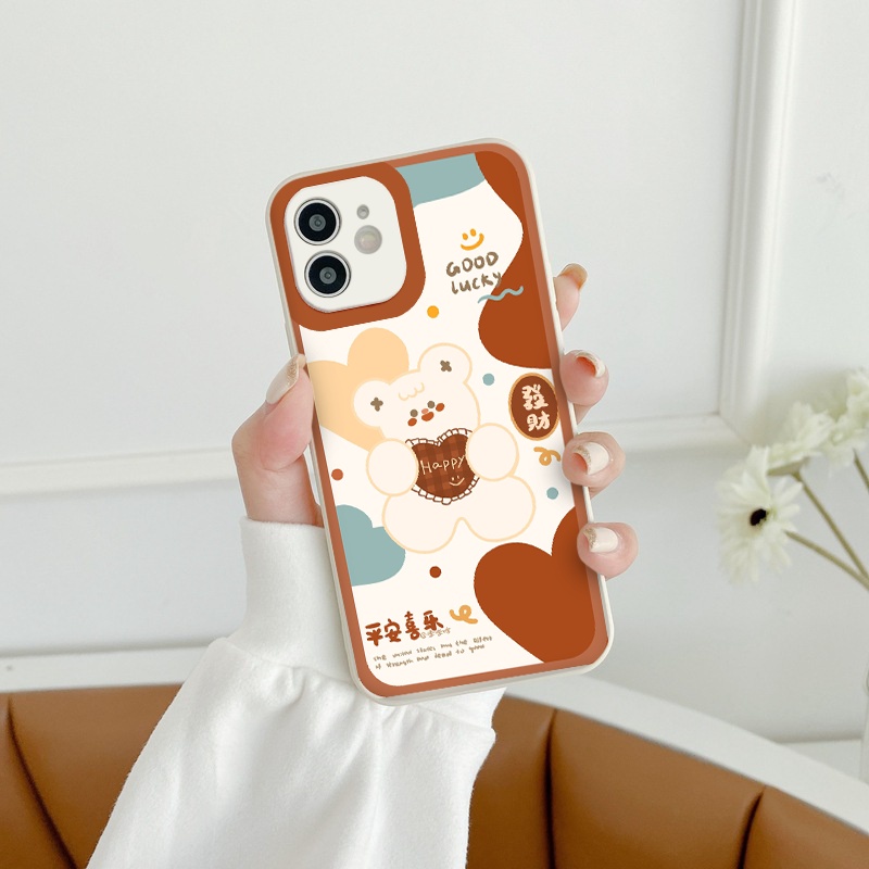 Ốp lưng iphone Gấu Happy cạnh vuông dẻo ip 6splus/7/7plus/8/8plus/x/xr/xs/11/12/pro/max/plus/13promax tr005