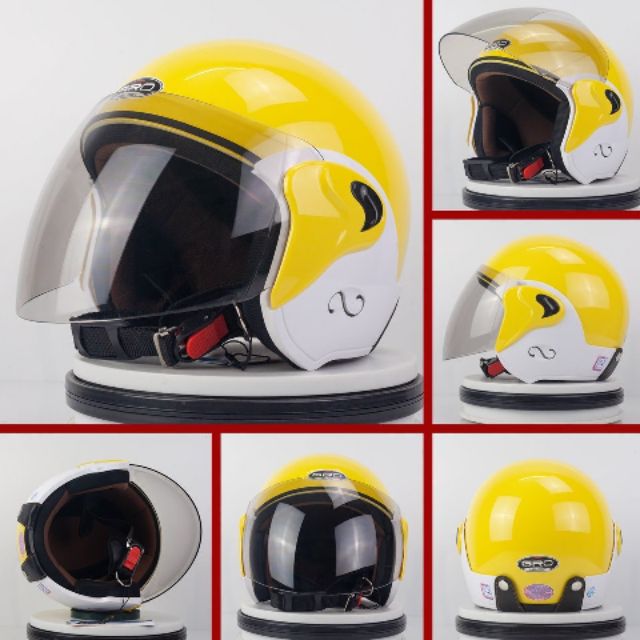 Mũ bảo hiểm gro a 318 màu vàng, mũ 3|4 có kính, nón bảo hiểm trùm tai ( hàng chính hãng)