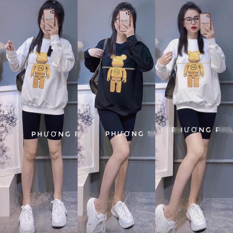 Set Bộ Thun Nữ Áo Gấu Tay Dàu Form Rộng + Quần Legging Thời Trang (Hàng Chuẩn Đẹp)