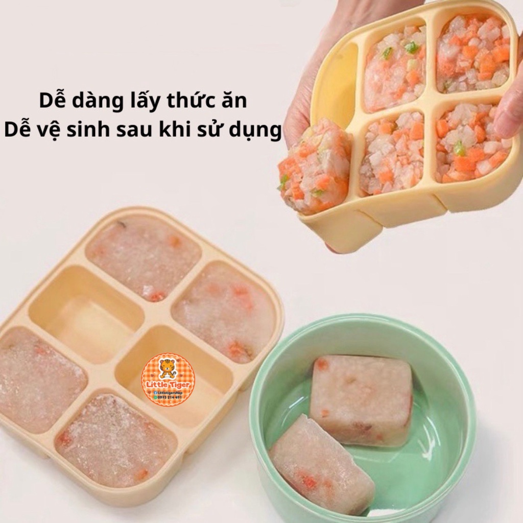 Khay trữ đông đồ ăn dặm silicon có nắp đậy tiện lợi, dễ lấy thức ăn - Khay trữ đồ ăn dặm cho bé / khuôn làm đá