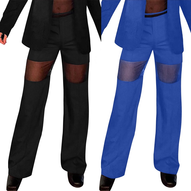 Quần Dài Dáng Rộng Phối Lưới Trong Suốt Cá Tính Cho Nam