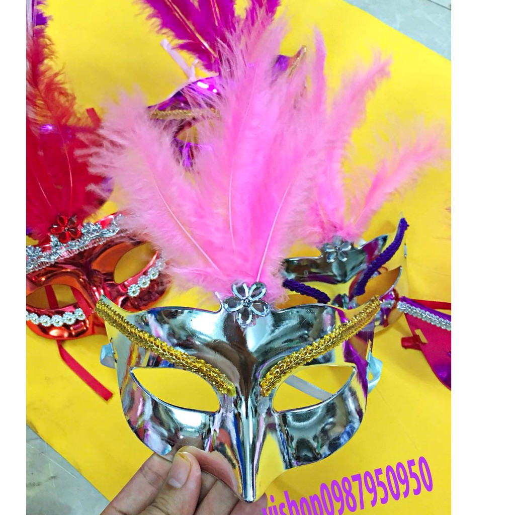 Mặt nạ lông vũ nửa mặt hóa trang cho nam và nữ-Mặt nạ hóa trang halloween,lẽ hội, bữa tiệc