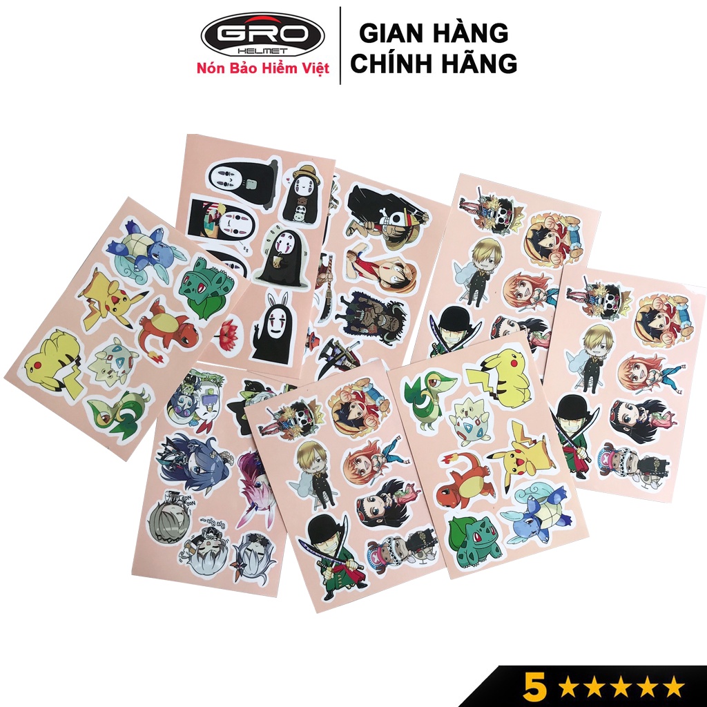 Sticker cute GRO, chống nước dán laptop, điện thoại, đàn guitar, mũ bảo hiểm, vali