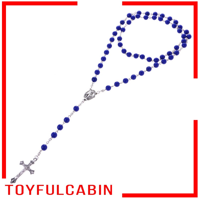 Vòng cổ chuỗi hạt mặt thánh giá màu đen 8mm