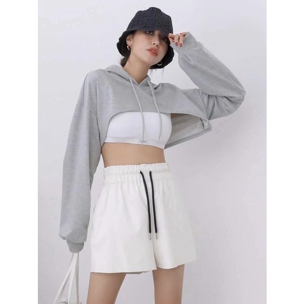 Áo Hoodie Croptop Nữ Khoét Ngực Thể Thao