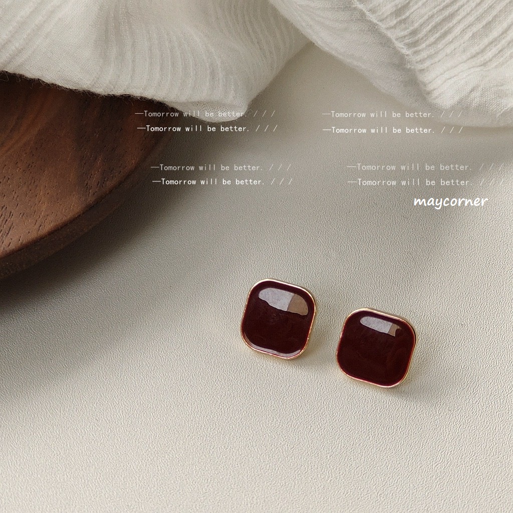 Khuyên tai hình học chốt mạ 925 cao cấp