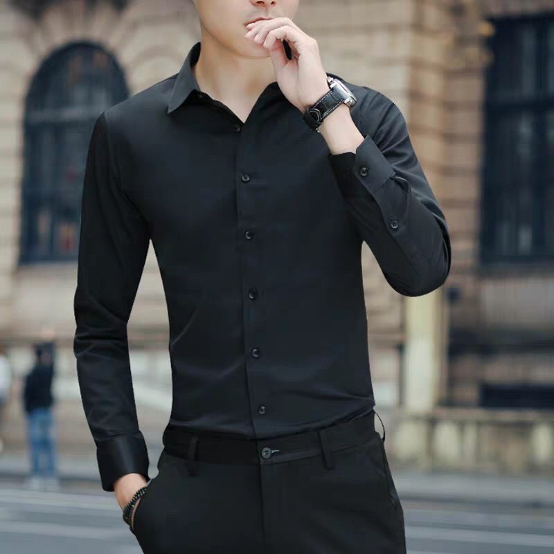 Áo sơ mi Nam bigsop dài tay màu đen