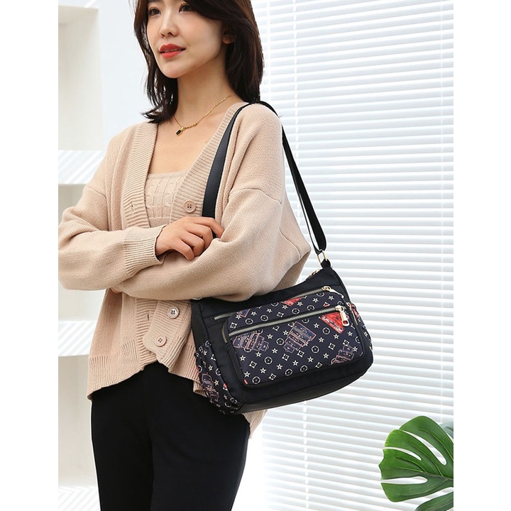 TÚI HỌA TIẾT VẢI DÙ OXFORD NHIỀU NGĂN, CHỐNG THẤM NƯỚC, CHỐNG XƯỚC CAO CẤP SIZE 28CM