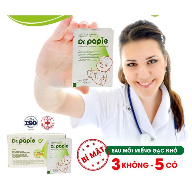 Gạc rơ lưỡi Dr Papie chính hãng, hộp 30 gói
