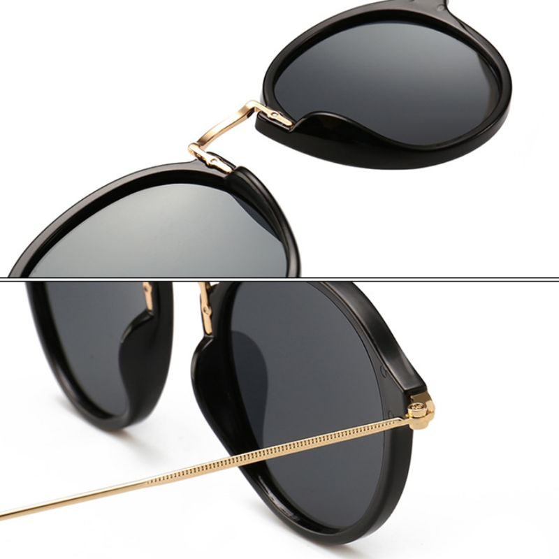 Kính Mát Phân Cực Gọng Tròn Gọng Kim Loại Phong Cách Retro Thời Trang Cho Nam Nữ