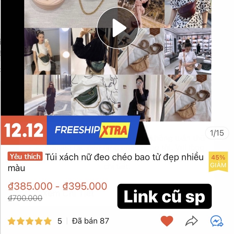 Túi xách nữ đeo chéo bao tử CnK đẹp nhiều màu size 20cm