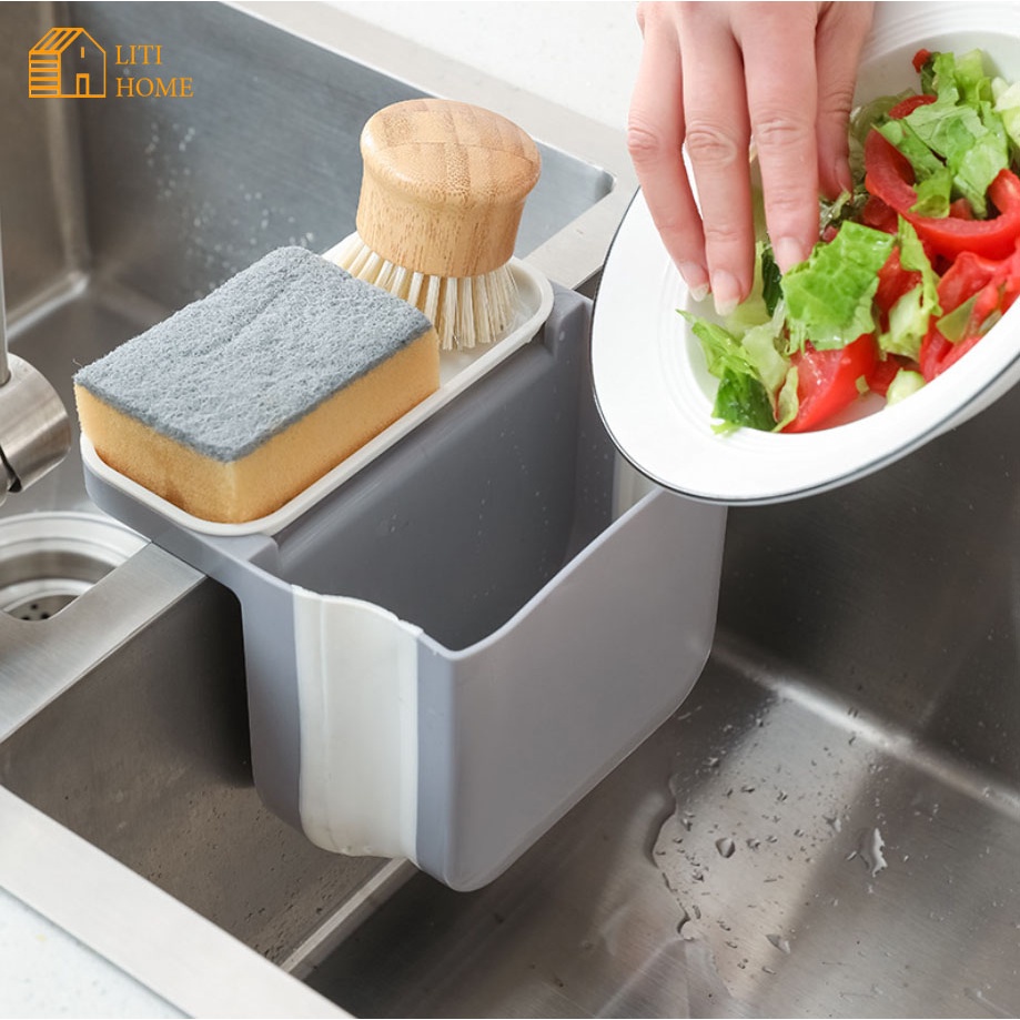 Dụng cụ lọc rác bồn rửa chén gấp gọn có khay đựng xà bông tiện dụng - Đồ gia dụng nhà bếp