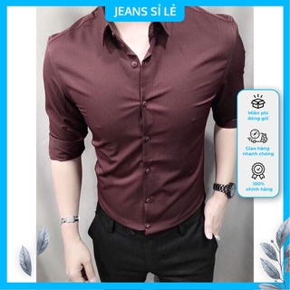 ÁO SƠ MI NAM MẪU TRƠN MÀU ĐỎ ĐÔ