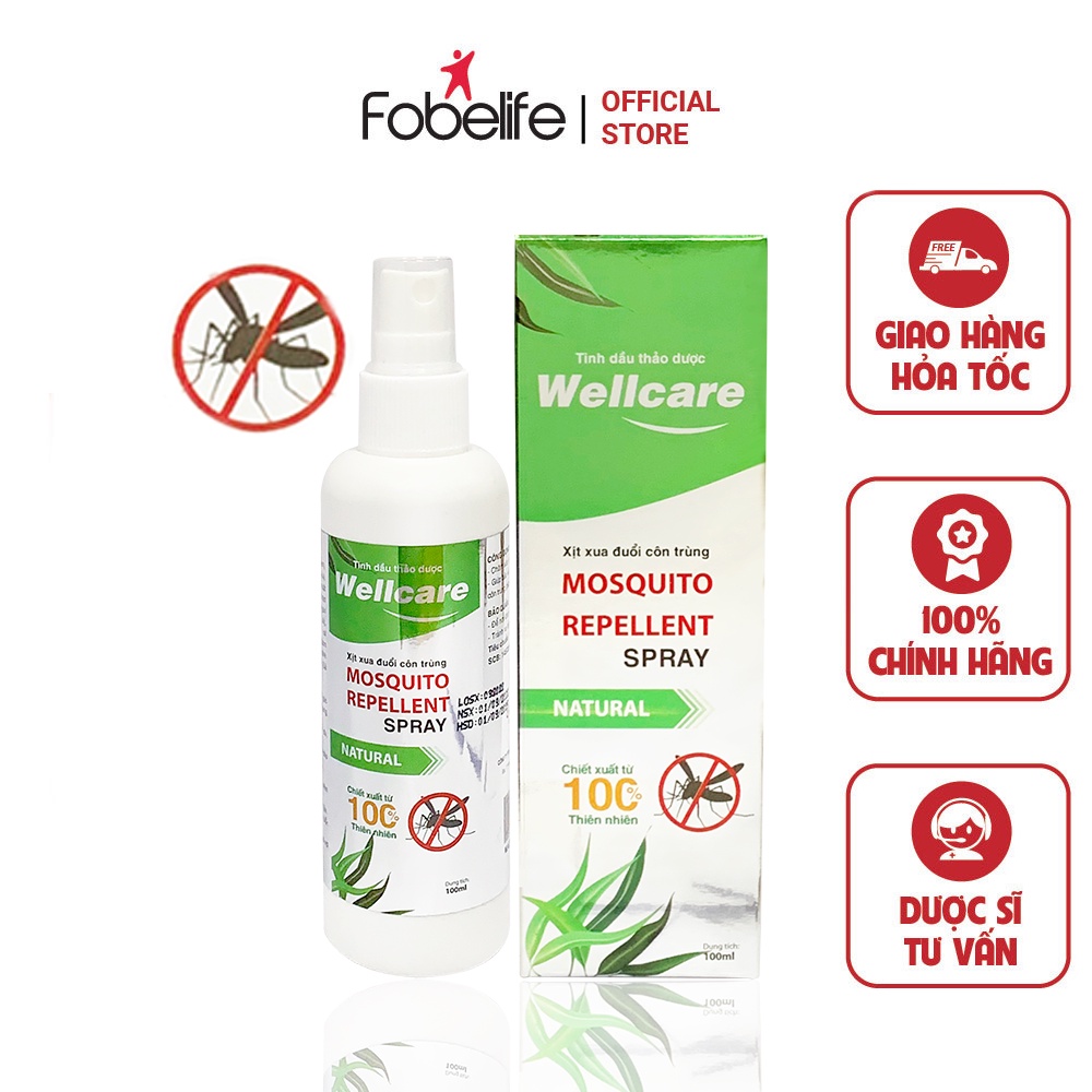 Tinh Dầu Wellcare Quablue Đuổi Muỗi, Đuổi Côn Trùng Với Hương Thơm Dễ Chịu - Chai 100ml