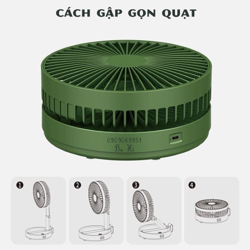 Quạt sạc tích điện gấp gọn hay kéo dài đa năng