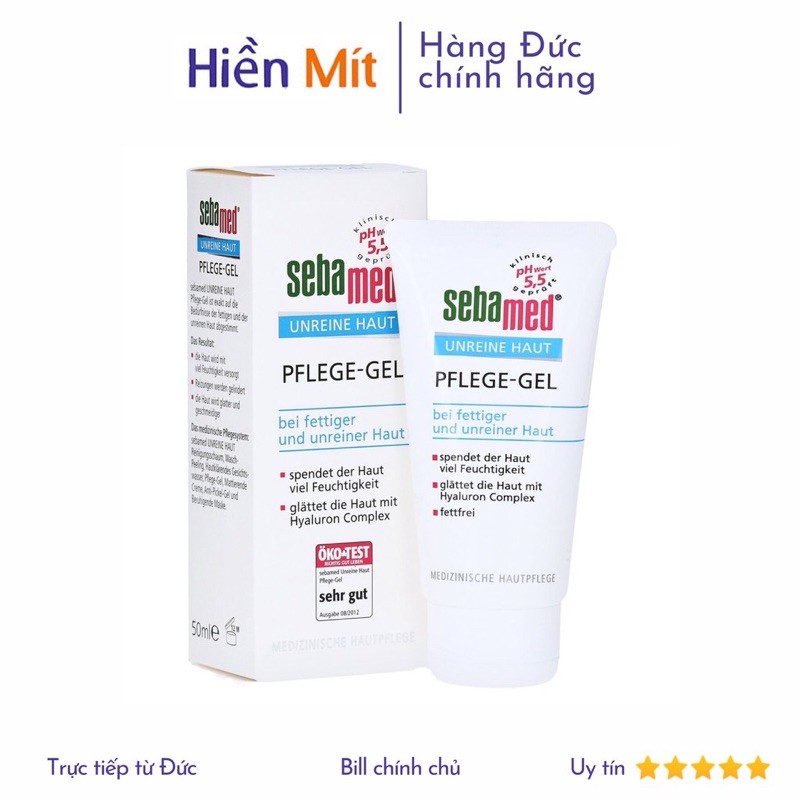 Nội địa Đức - Gel Dưỡng Ẩm Chăm Sóc Và Bảo Vệ Da Sebamed Care Gel pH5.5 (50ml) cho da mụn da nhạy cảm clear face