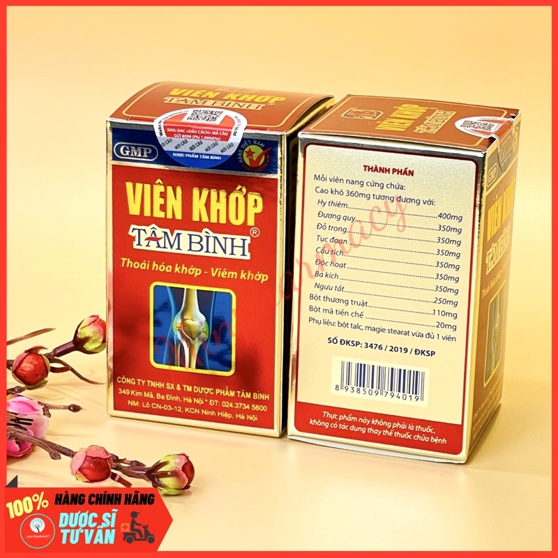 VIÊN KHỚP TÂM BÌNH Hỗ Trợ Thoái Hóa Khớp Giảm đau nhức xương khớp 60 Viên - Minpharmacy