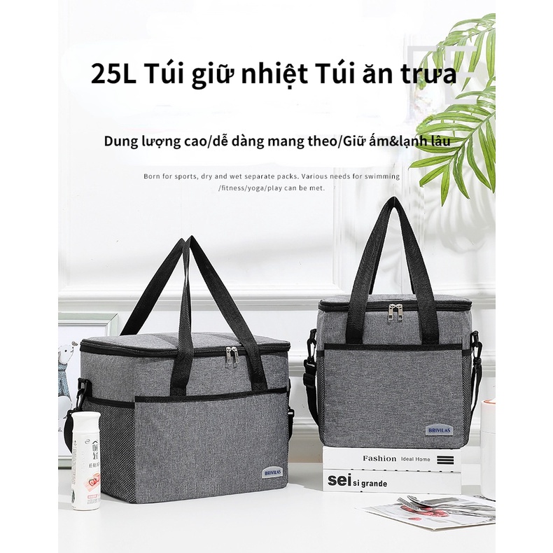（COD）25L Túi ăn trưa，Túi Giữ Nhiệt Nóng Lạnh， Chuyên Dụng Cho văn phòng，Đi Du Lịch, Cắm Trại, Picnic