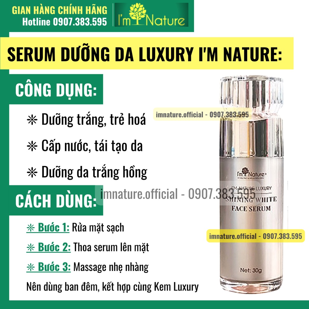 (+Quà) Bộ Kem Dưỡng Trắng Da Cao Cấp I'm Nature Luxury Shining White 60gr