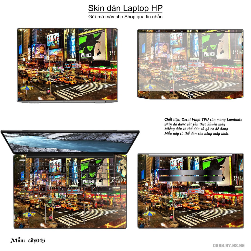 Skin dán Laptop HP in hình thành phố nhiều mẫu 3 (inbox mã máy cho Shop)