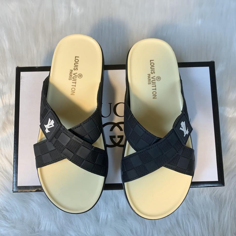 Dép LV ❤️FREESHIP❤️ Dép nam LV quai ngang - Dép Nam 2 Quai Cao Cấp DG20 VHA