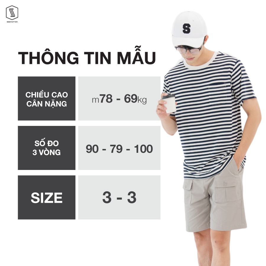 Áo phông Unisex có túi ngực họa tiết kẻ sọc ngang SSStutter vải Cotton thấm hút mồ hôi 3 màu Moment Tee | BigBuy360 - bigbuy360.vn