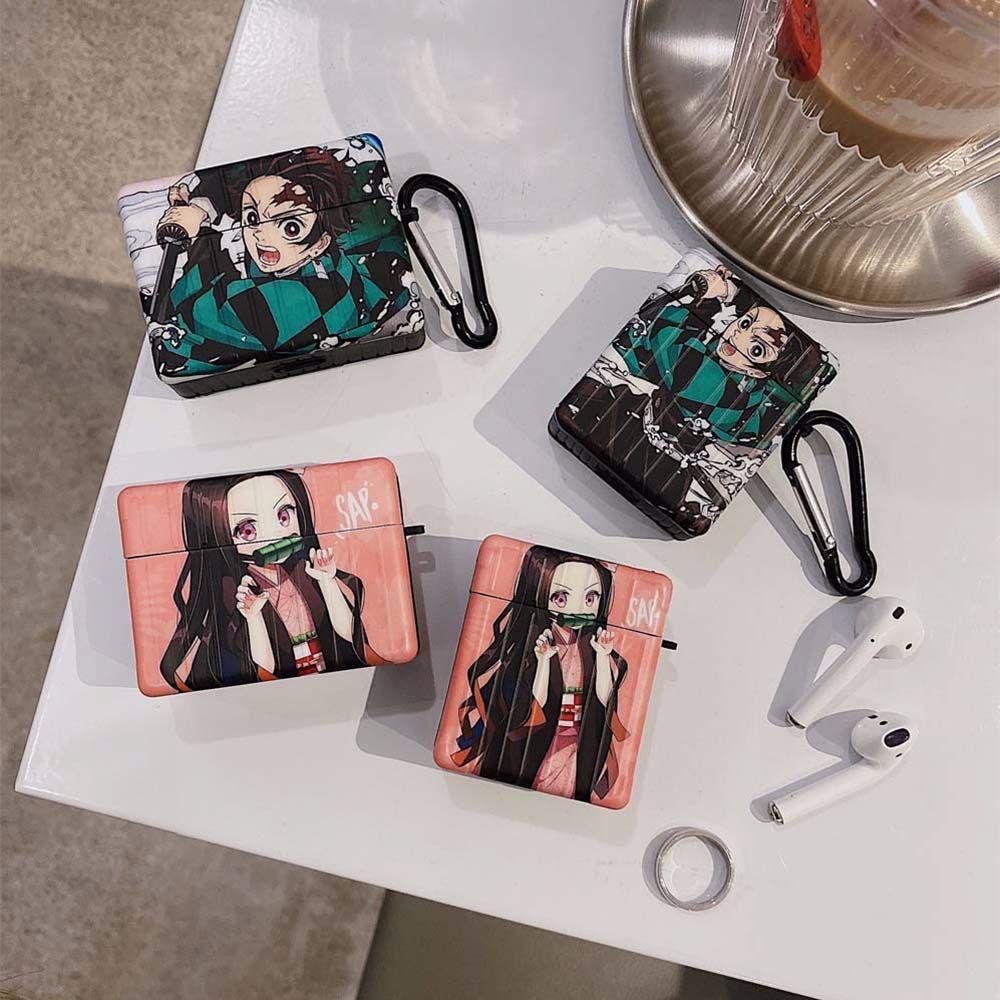 TWINKLE Cartoon Anime Demon Slayer Shockproof Earphone Cases Airpods Cases Headphone Protect Cover Kamado Tanjirou Anime Charging Case Silicone for Airpods pro 3 Bluetooth Headset Case/Multicolor