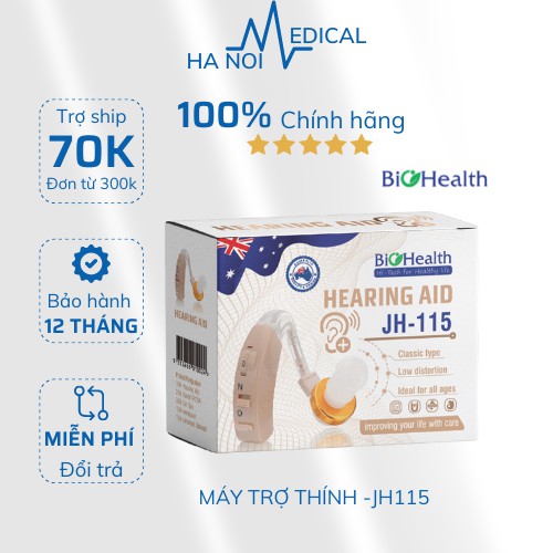 BẢO HÀNH 1 NĂM - MÁY TRỢ THÍNH không dây Biohealth JH-115 - Máy điếc, Tai nghe trợ thính cho người già CHÍNH HÃNG.