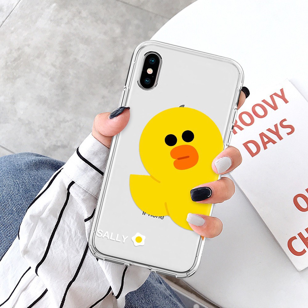 Ốp điện thoại silicone trong suốt in hình vịt Sally cho iPhone 11 Pro 6/7/8 Plus XR XS Max SE