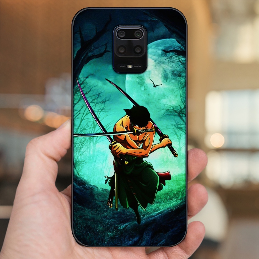 Ốp lưng Xiaomi Redmi Note 9s, Note 9 Pro viền đen in hình Zoro One Piece