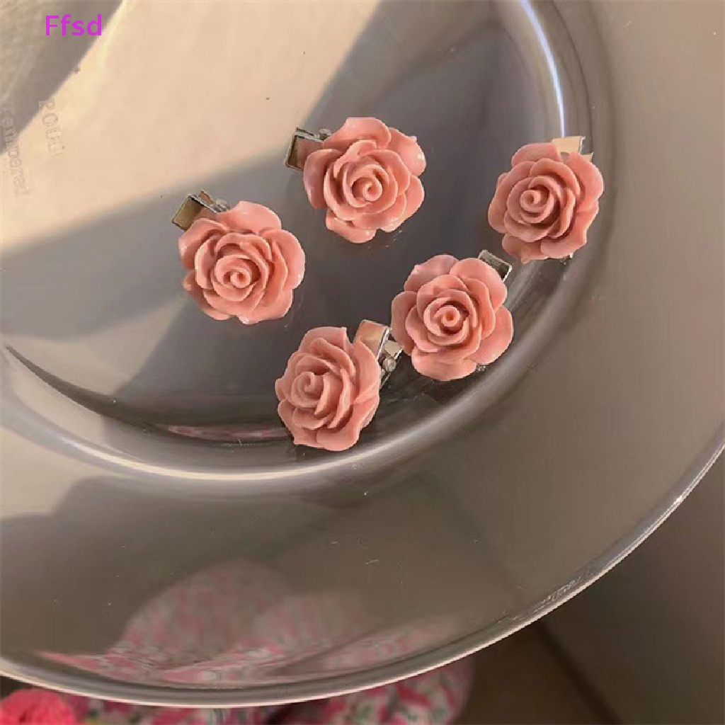 Kẹp Tóc Nơ Hoa Hồng Đào Ngọt Ngào Dễ Thương Cho Bé Gái