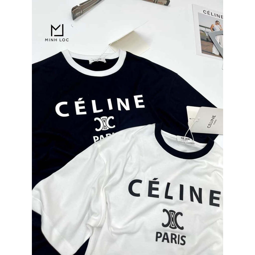 Áo phông basic celine đen trắng