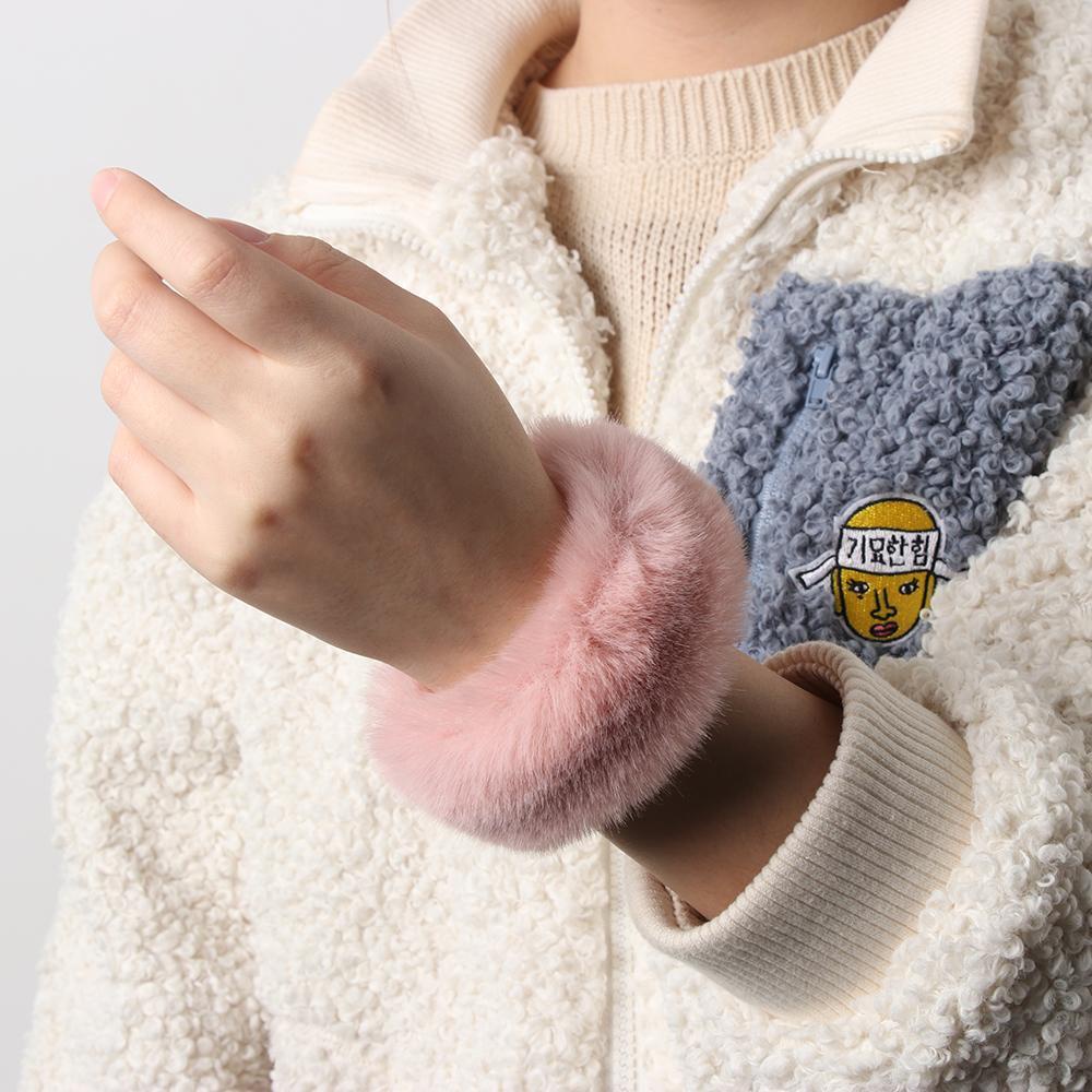 Dây Cột Tóc Bọc Vải Lông Thỏ Nhân Tạo Mềm Mại Đáng Yêu