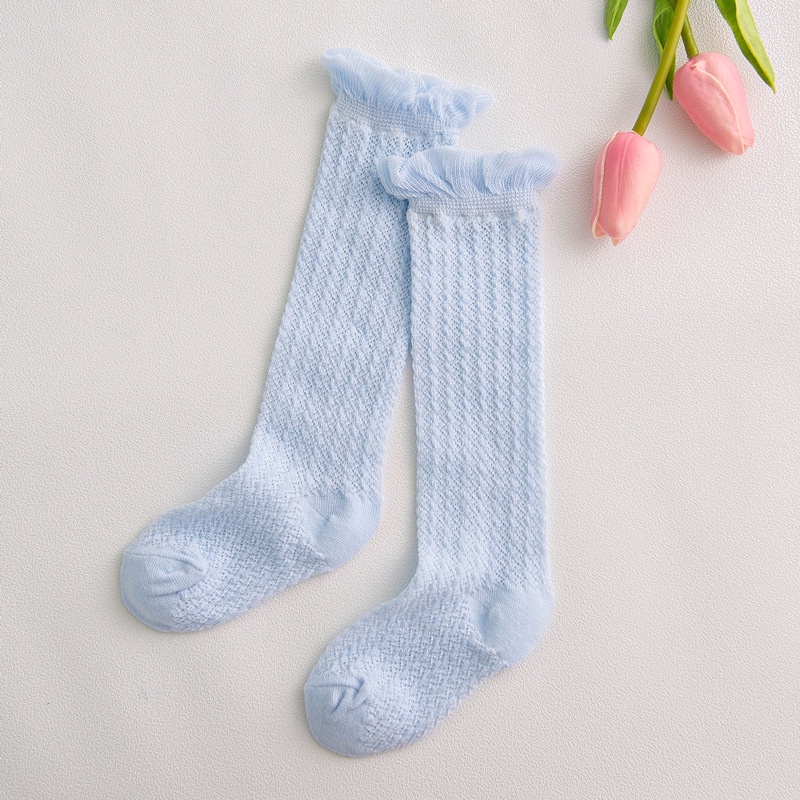 Vớ cotton Cổ Cao Phối Lưới Thoáng Khí Dành Cho Bé Gái