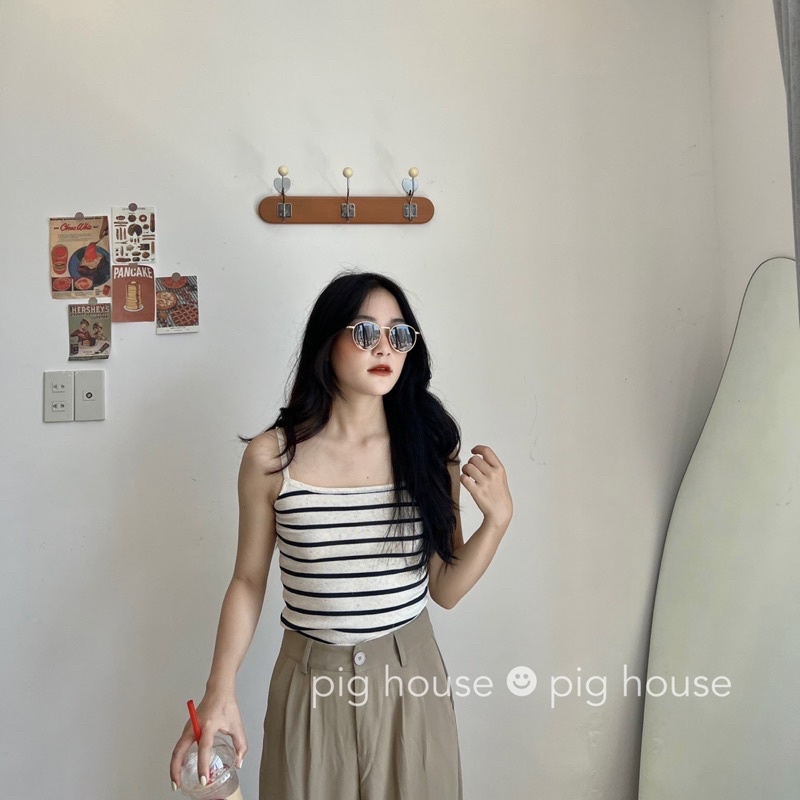 Áo hai dây len kẻ sọc vintage màu xinh chất đẹp ( Ảnh thật )