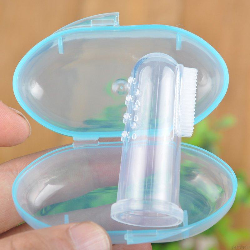 Bàn chải đánh răng đeo ngón tay bằng silicone mềm cho bé