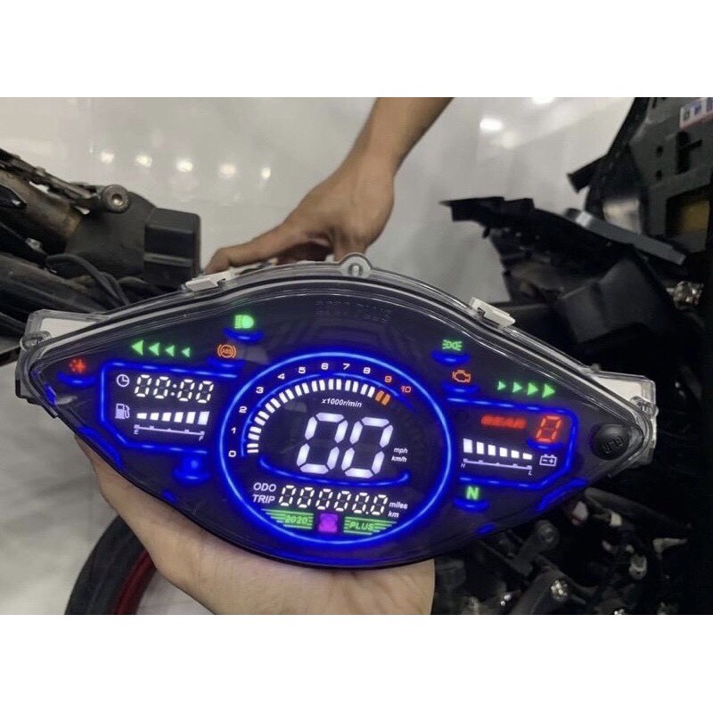 Đồng hồ điện tử 2021 PLUS gắn Wave Alpha, Wave S , Wave RS , Wave 50cc full led lcd ( đối chiếu mẫu gống hình)