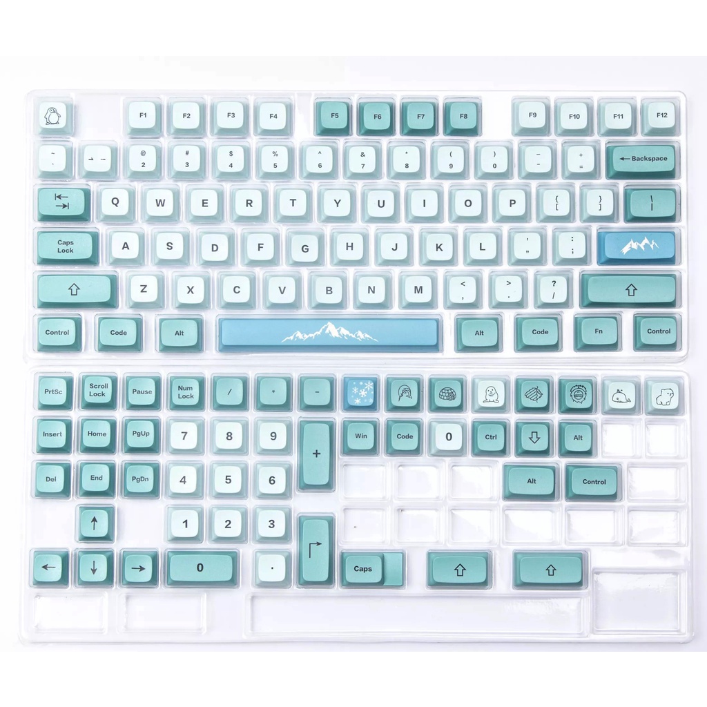 Bộ Keycap XDA PBT 131 Nút Chủ đề ICE BERG in Dye-Sub ( hỗ trợ nhiều layout 61 64 87 104 108 Phím )