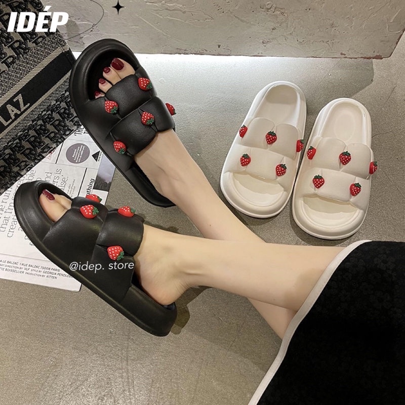 Dép bánh mì Chao siêu nhẹ gắn sticker Dâu Tây đế độn êm chân đi trong nhà Maipy DL260