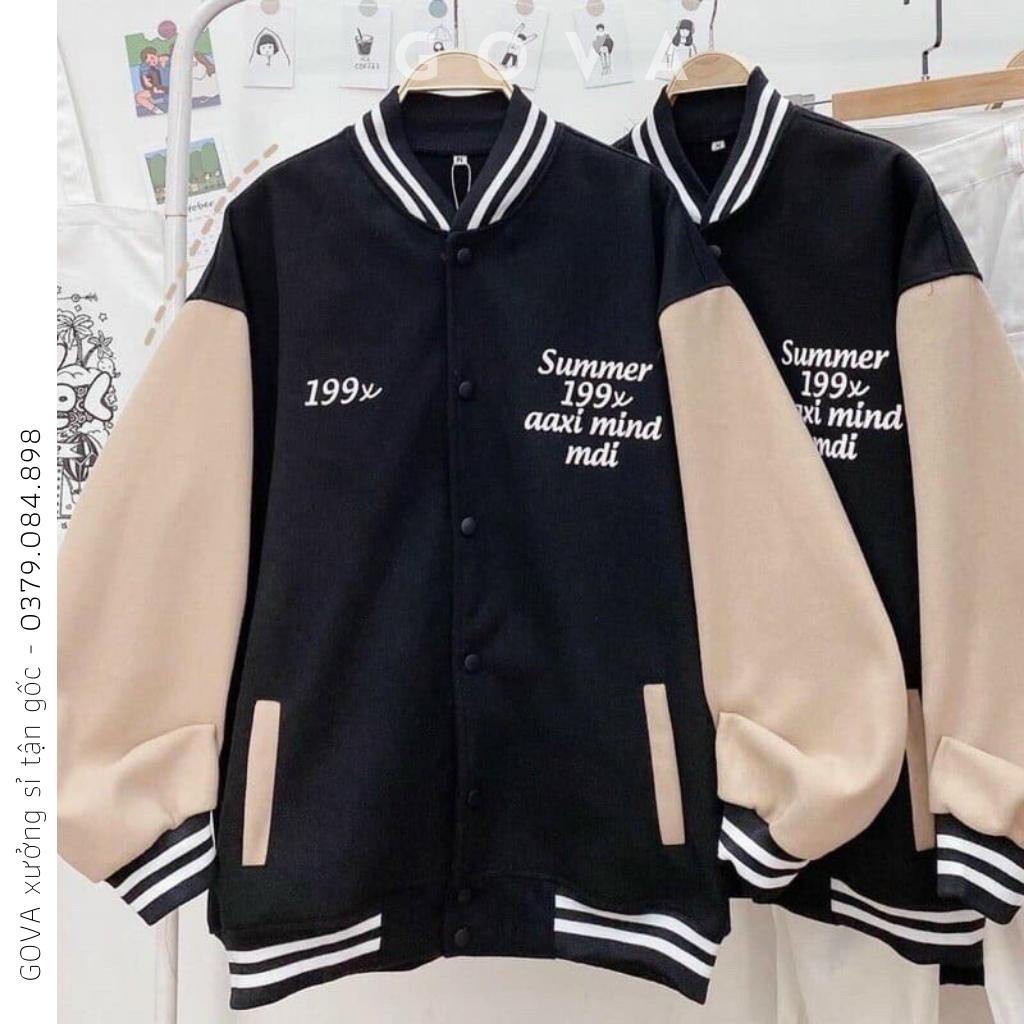 Áo Bomber nỉ 199X Ulzzang form rộng Unisex áo khoác nỉ bông GOVA
