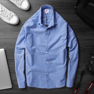 Áo sơ mi nam OXFORD dài tay cổ bẻ màu XANH ĐẬM