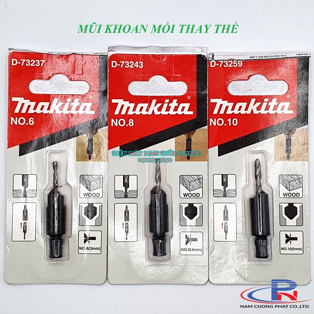 Mũi khoan mồi âm vít và mũi vặn vít Makita D-73209 D-73215 D-73221