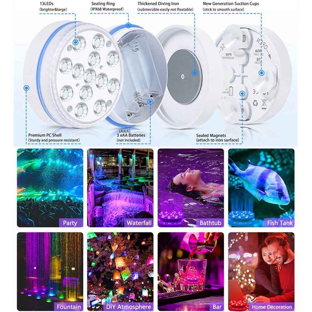 YIYU Đèn LED 16 Màu RGB Chiếu Sáng Dưới Nước Trang Trí Bể bơi / Tiệc Tùng
