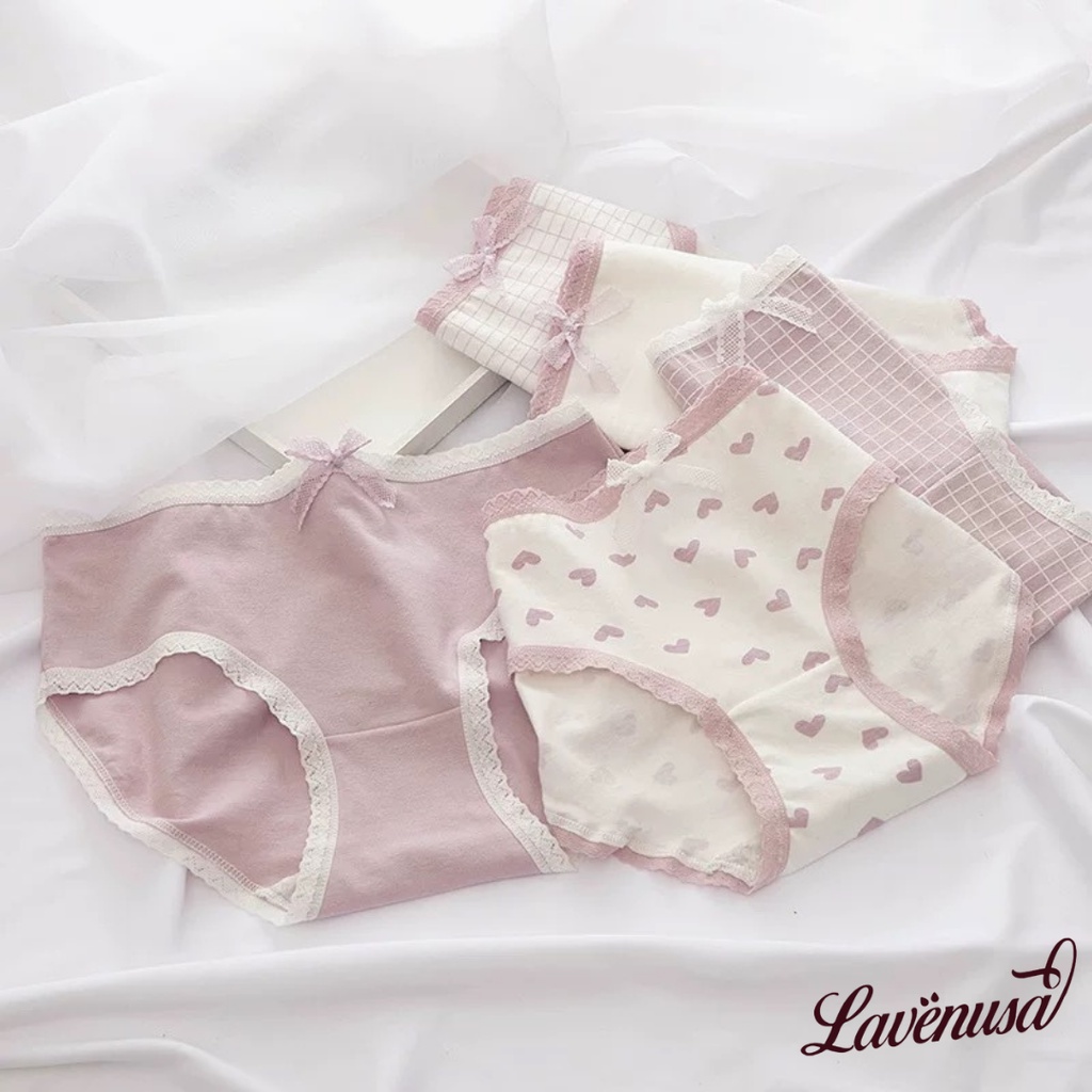 Quần lót Cotton nữ kháng khuẩn viền ren dễ thương thoáng khí LAVENUSA QL20