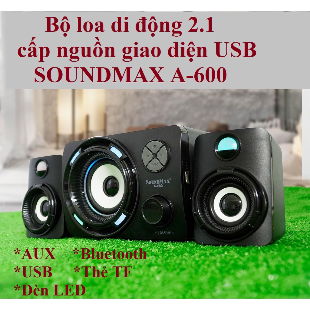 Bộ loa di động 2.1 kết nối AUX / Bluetooth nguồn USB SOUNDMAX A-600