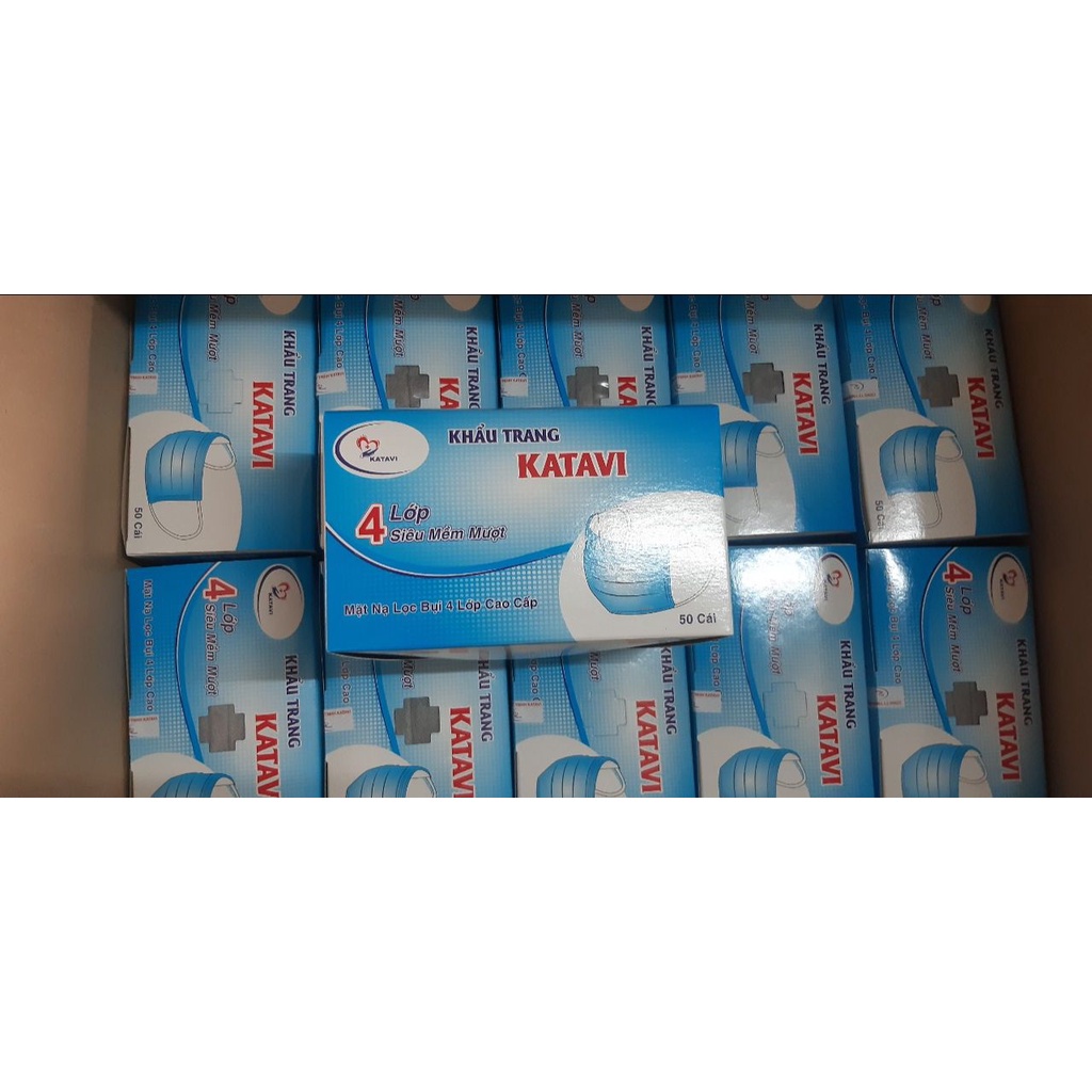 2 hộp Khẩu trang Y TẾ 4 lớp cao cấp, hộp 50 màu Xanh