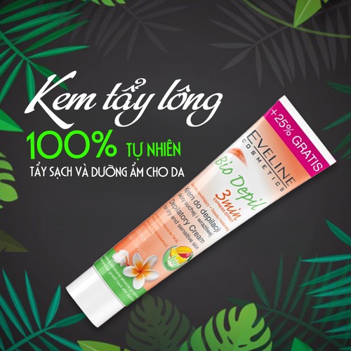 Kem Tẩy Lông Hữu Cơ Eveline Bio Depil Ba Lan 3 Vùng Tay Chân Nách Bikini 125ml Chính Hãng